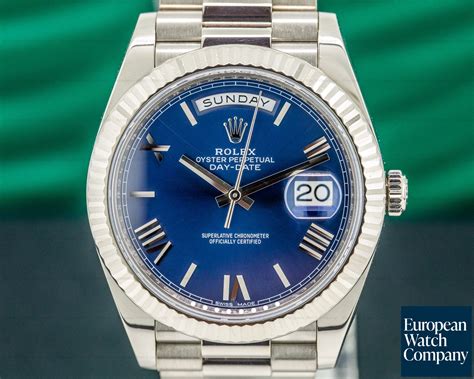 rolex day date white gold blue dial|rolex presidential 40mm white gold.